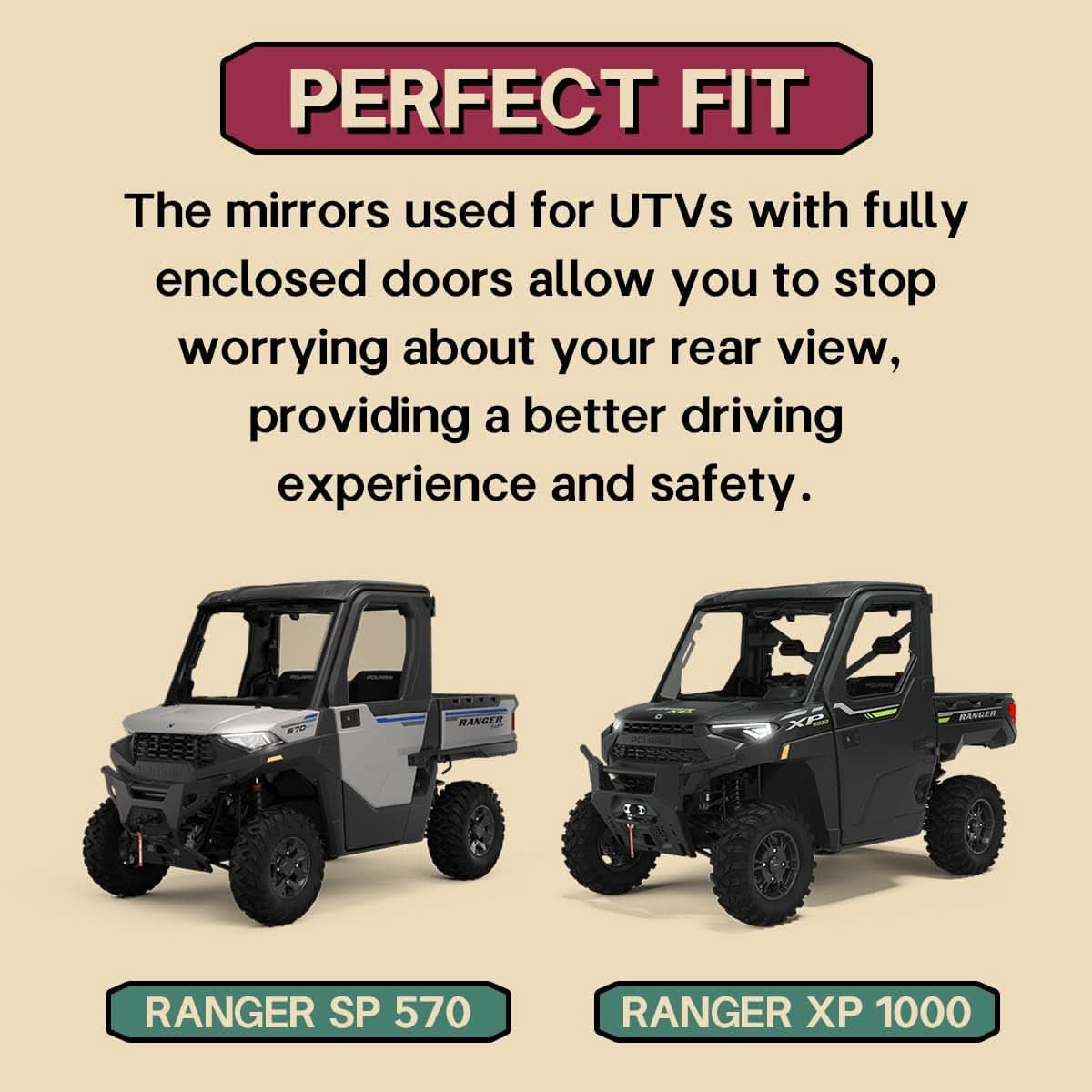 Ranger Door Mounted Side View Mirror With Spring Back