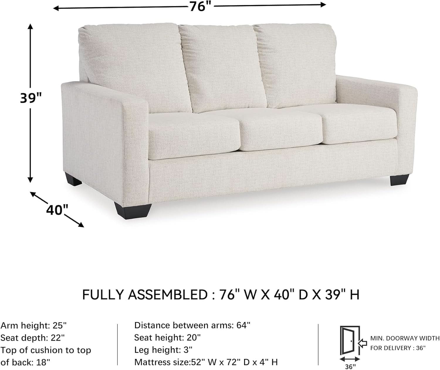 Rannis Coastal Pro 2in1 Sofa Sleeper GelMemoryFoam