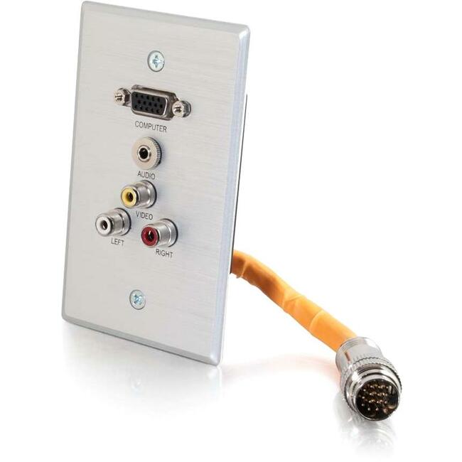 Rapidrun Single Gang Integrated Hd15 + 3.5Mm + Rca Audio/Video Wall Plate - Brus