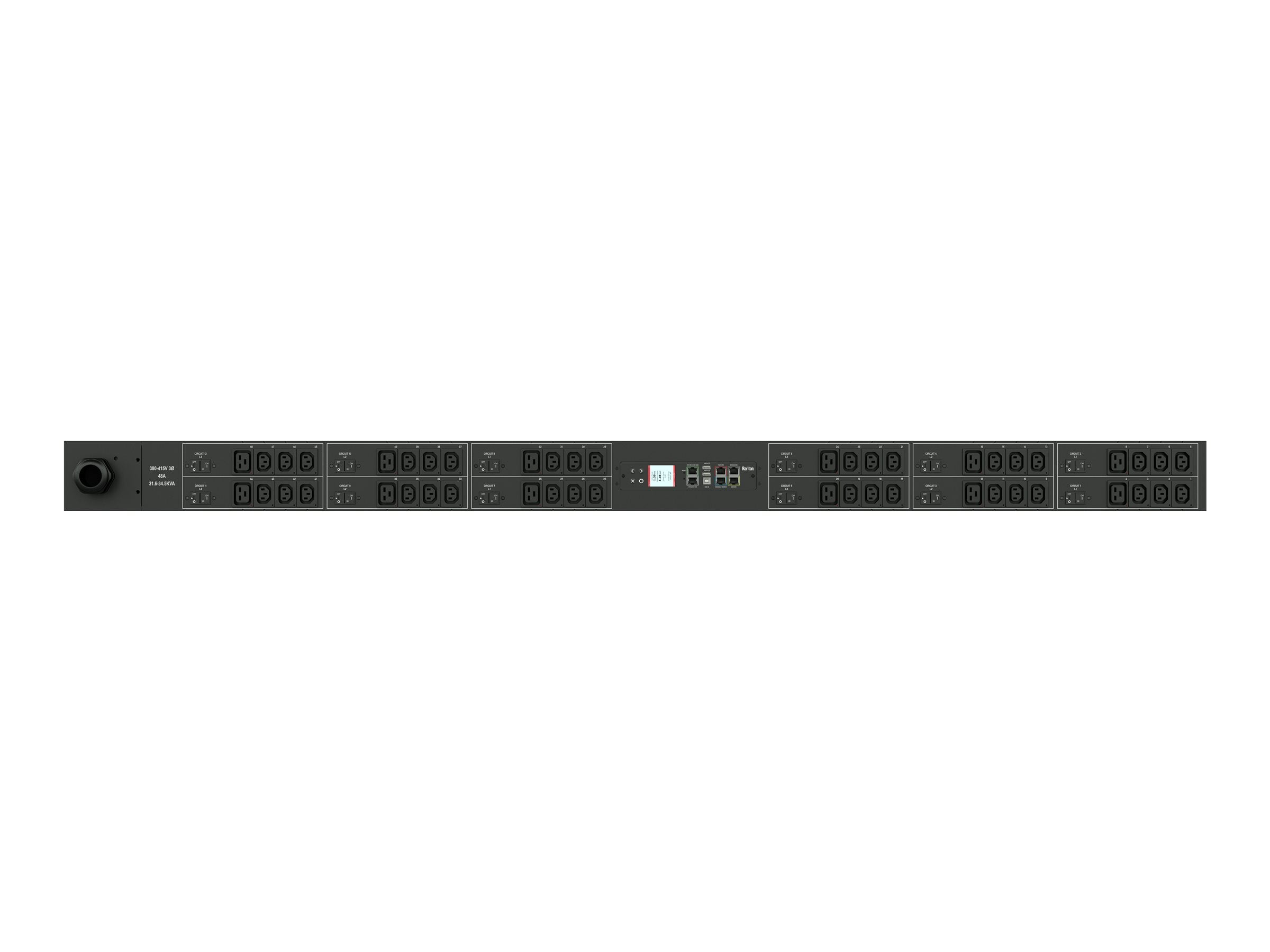 Raritan PX3-5747T-V2 - Power distribution unit (rack-mountable) - AC 415 V - 34500 VA - 3-phase WYE (star) - RS-232, Ethernet PX3-5747T-V2A1