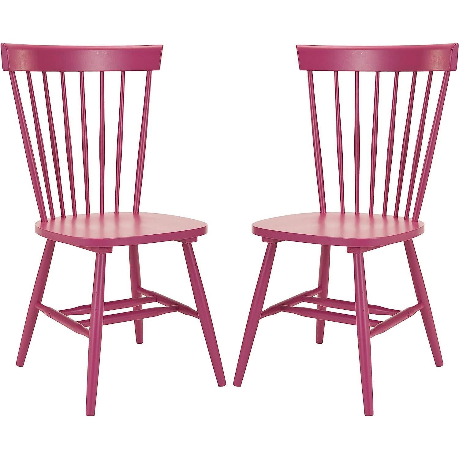 Raspberry Pink Spindle Side Chair Set of 2 Solid Oak