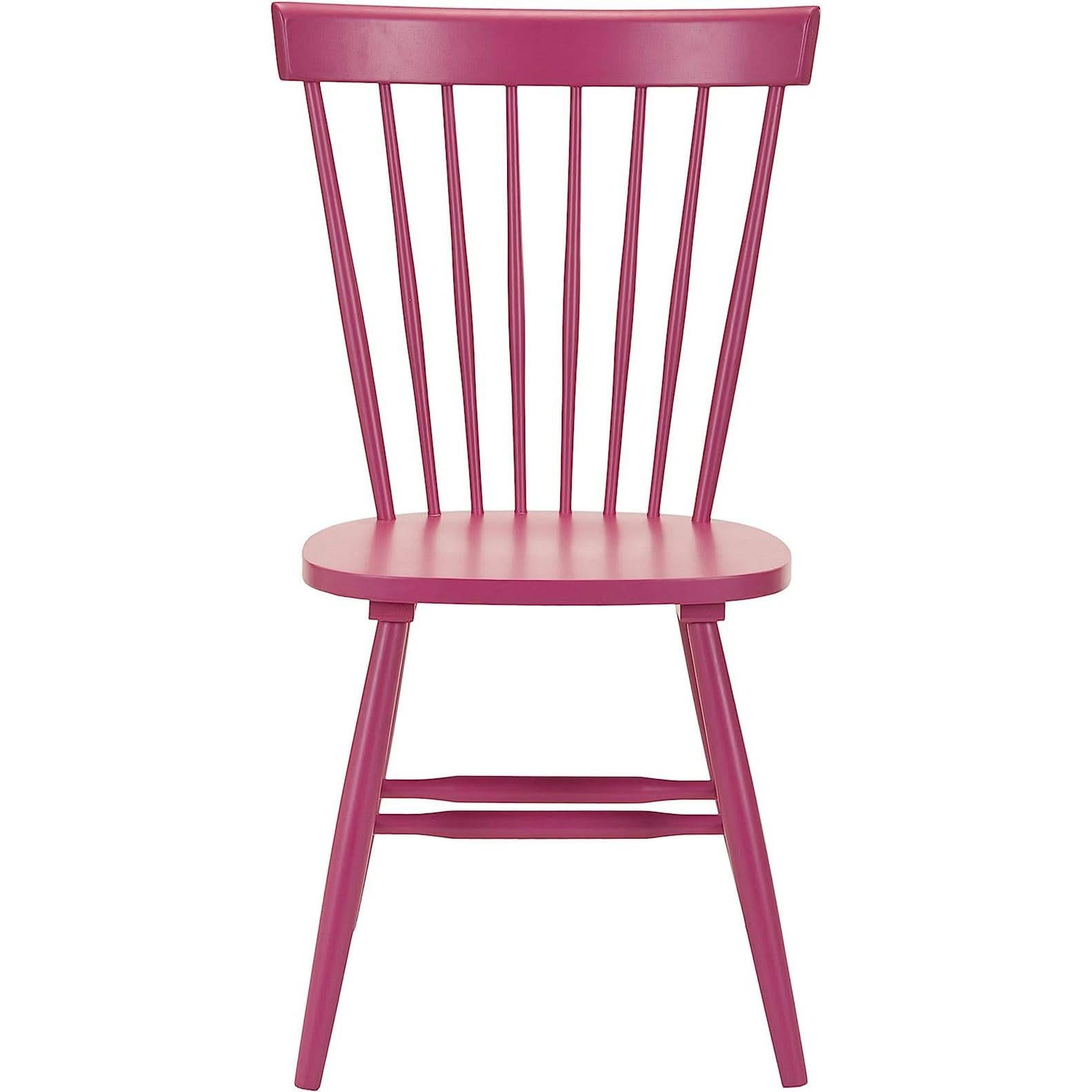 Raspberry Pink Spindle Side Chair Set of 2 Solid Oak