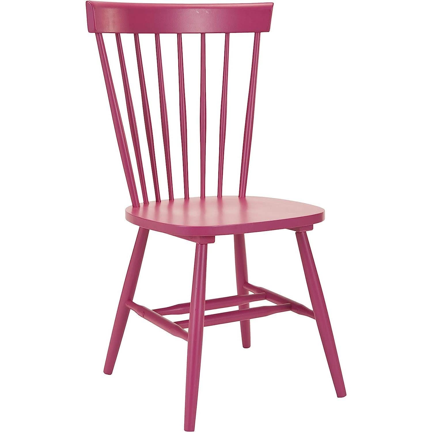 Raspberry Pink Spindle Side Chair Set of 2 Solid Oak