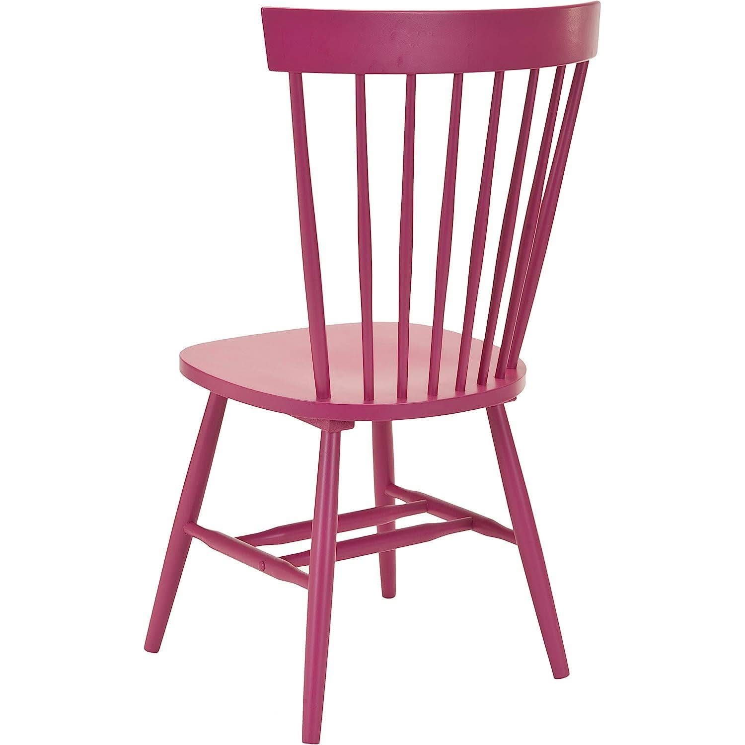 Raspberry Pink Spindle Side Chair Set of 2 Solid Oak