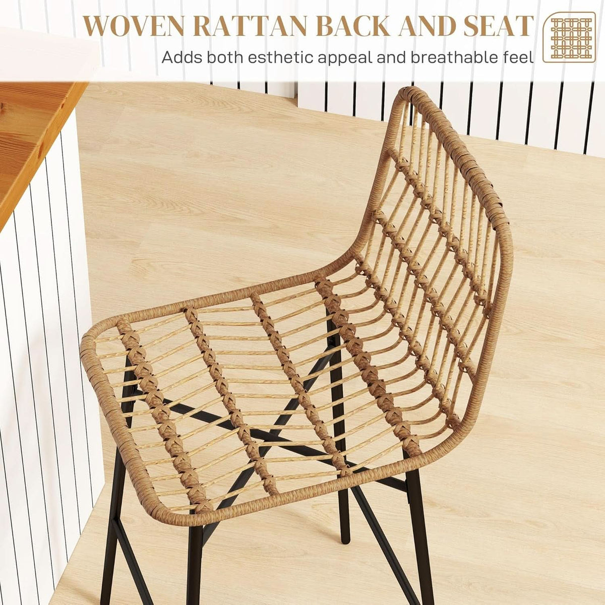 Rattan Counter Height Bar Stools Set Of 2 26 Inch Brown
