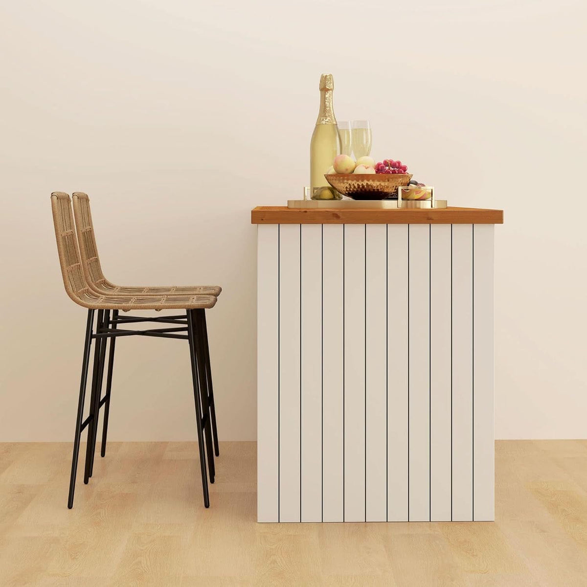 Rattan Counter Height Bar Stools Set Of 2 26 Inch Brown