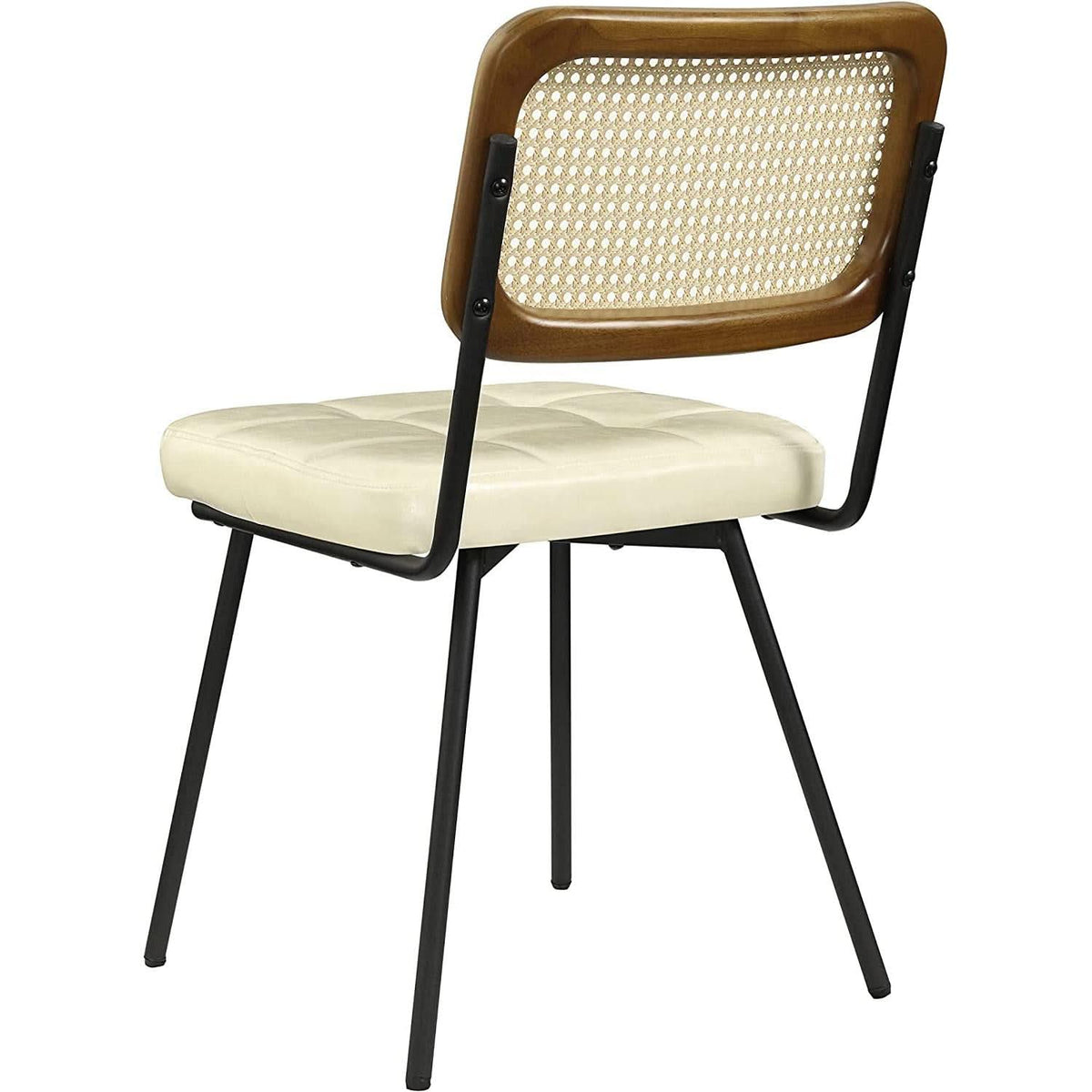 Rattan Dining Chairs Set Of 2 With PU Leather Cushions
