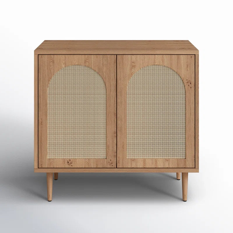 Rattan Door Accent Cabinet 30.2 Inch With Solid Wood Legs