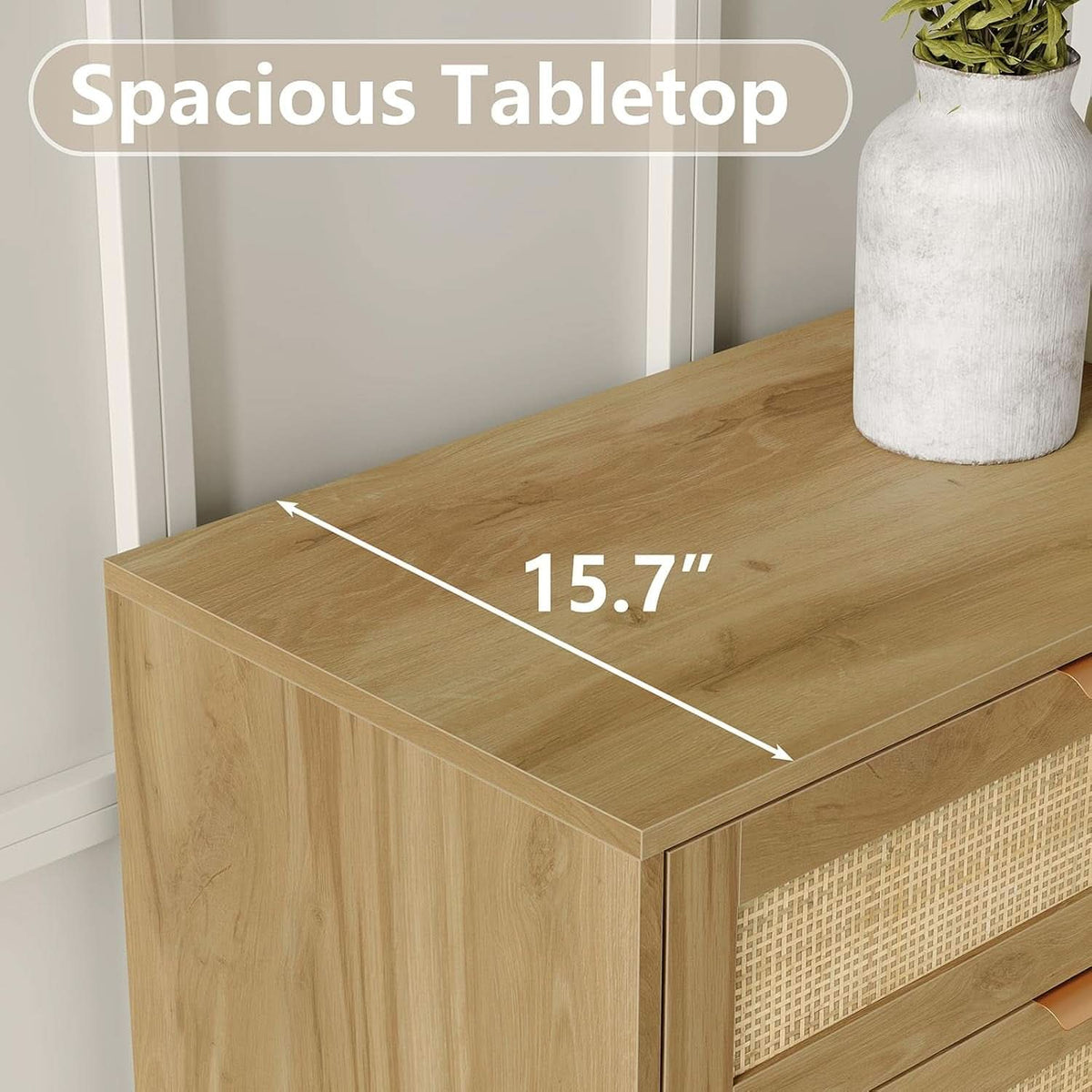 Rattan Dresser 54 Inch PremiumQuality Tabletop Drawers