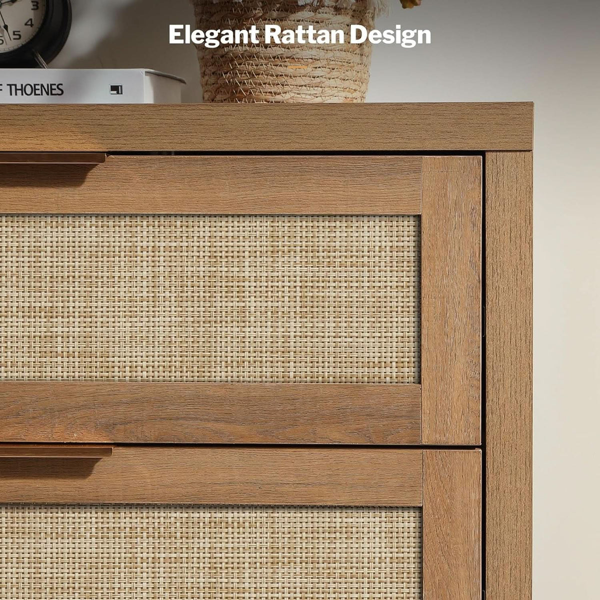 Rattan Dresser FiftySixPointNineInches Wide Six Drawer