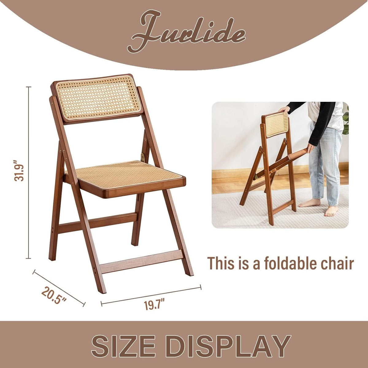 Rattan Folding Dining Chairs Set Of 2 Walnut Indoor Outdoor