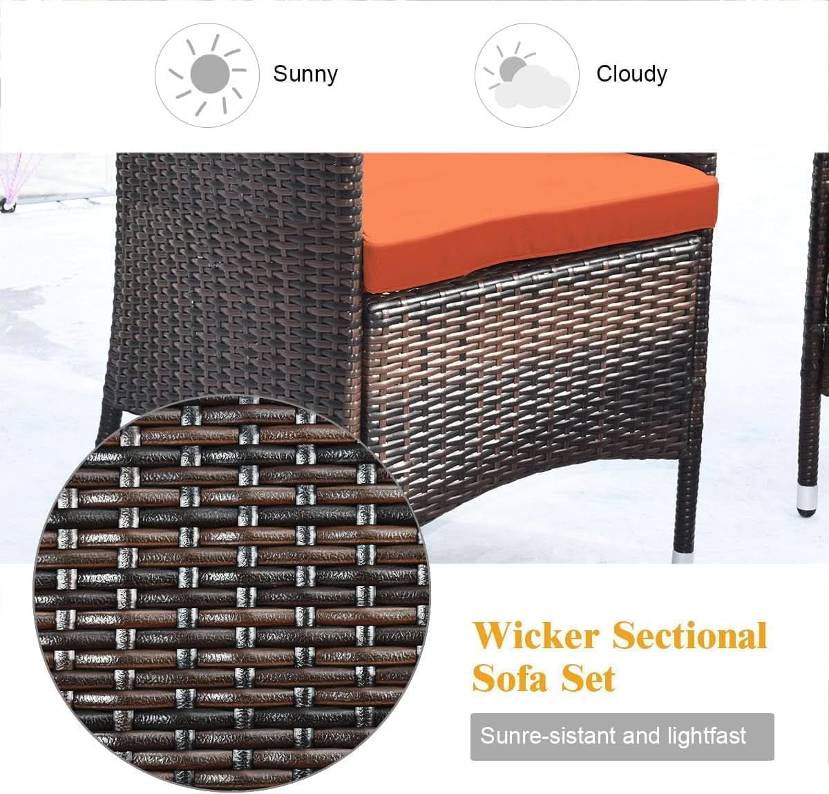 Rattan Patio Set With Cushioned Chairs And Glass Table