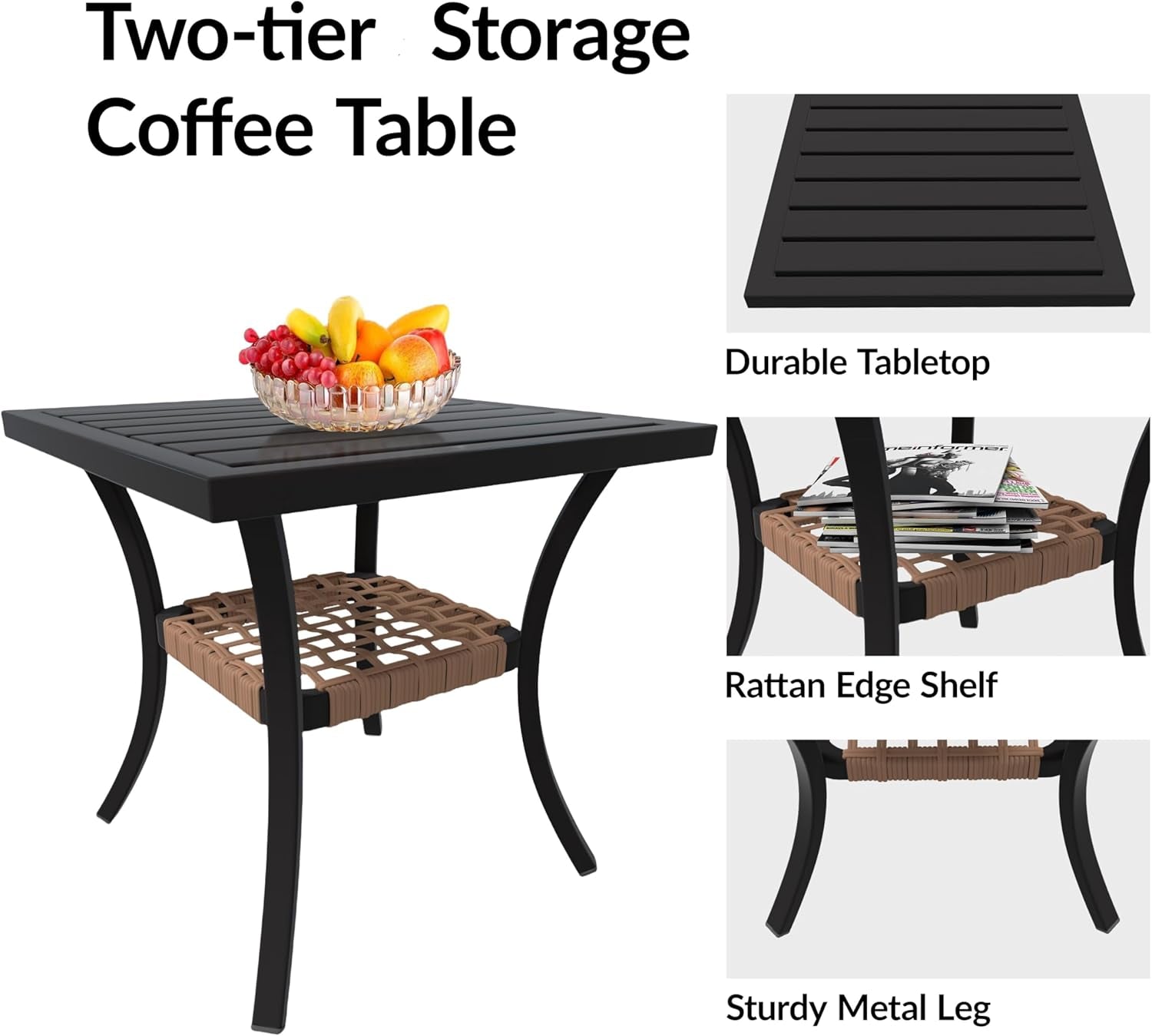 Rattan Rocking Bistro Set With Cushions For Outdoors
