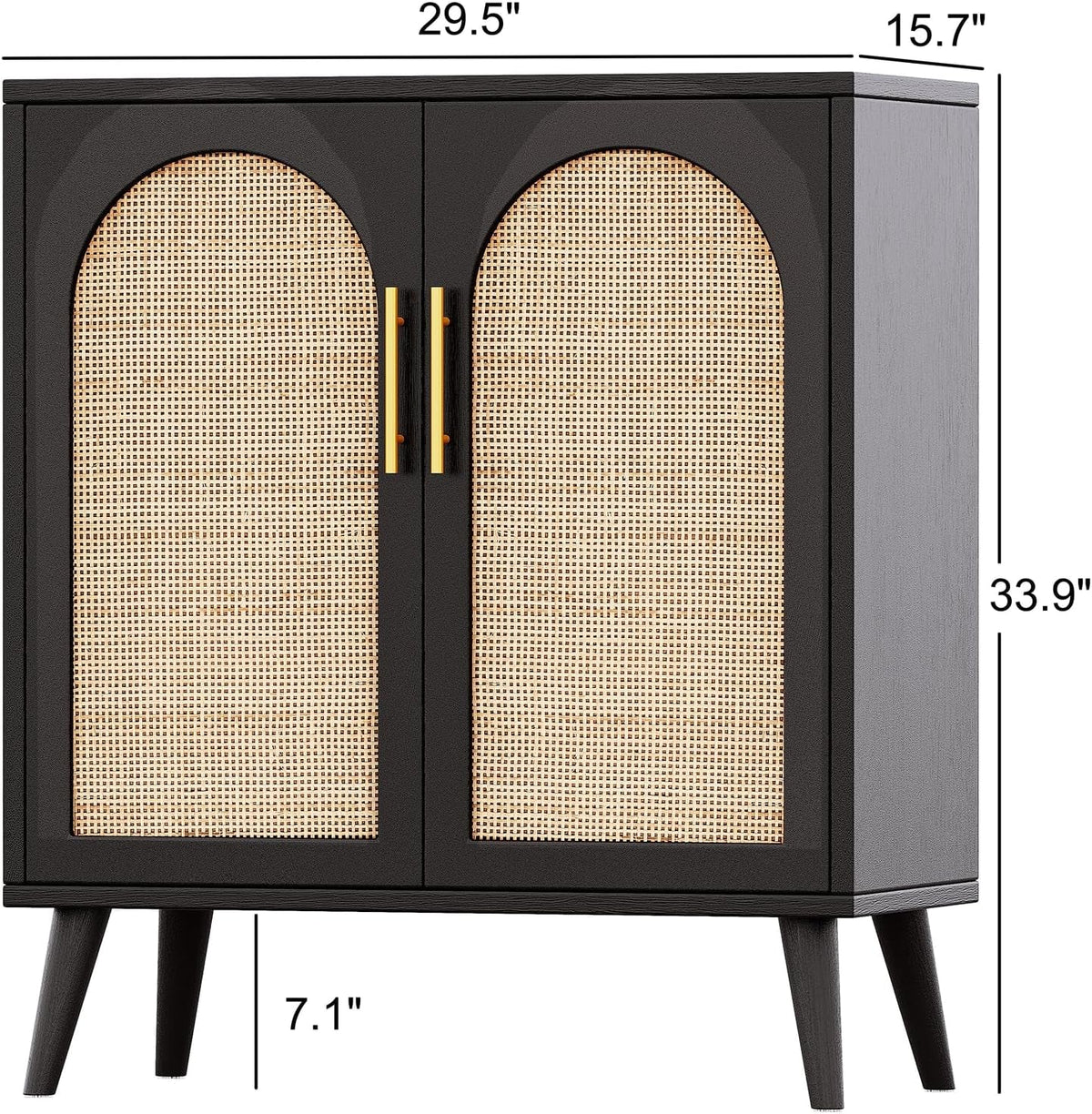 Rattan Storage Cabinet Black And Natural 29.5In L Doors