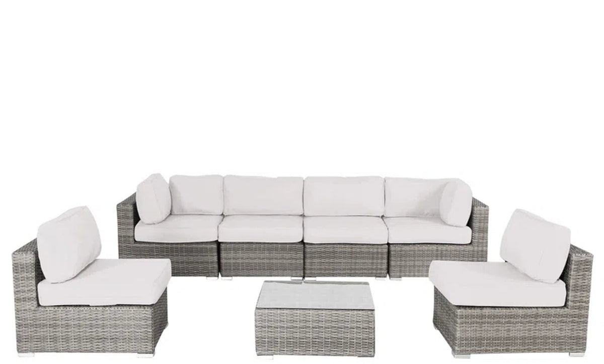 Rattan Wicker Six Person Seating Set Sunbrella Cushions