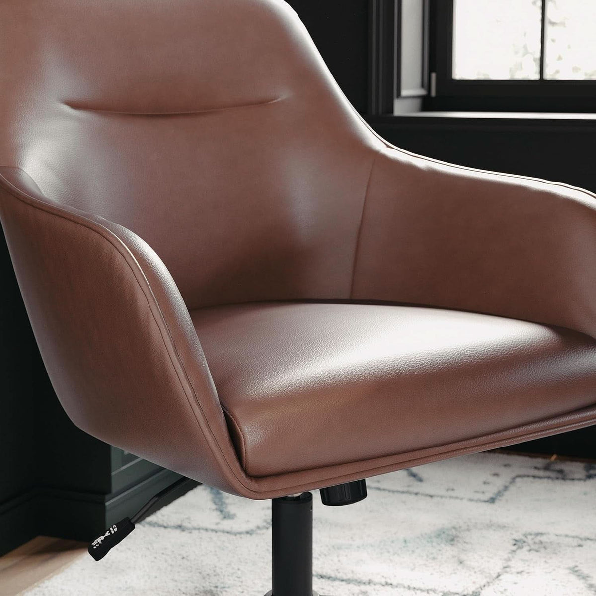 Rayna Swivel Task Chair Saddle Brown With Flared Arms