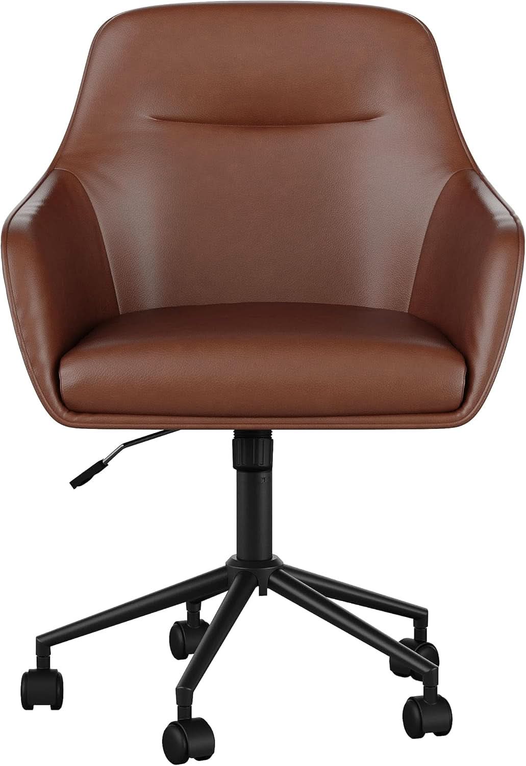 Rayna Swivel Task Chair Saddle Brown With Flared Arms