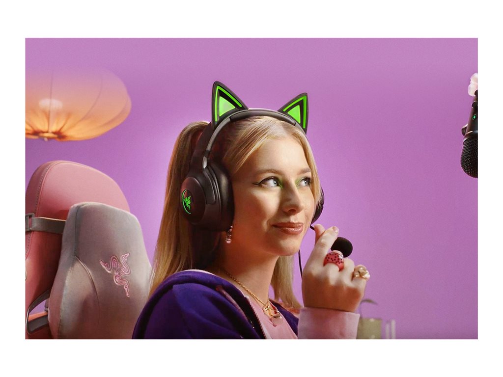 Razer Kraken Kitty V2 - Headset - full size - wired - USB - noise isolating - black