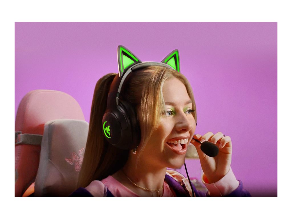Razer Kraken Kitty V2 - Headset - full size - wired - USB - noise isolating - black