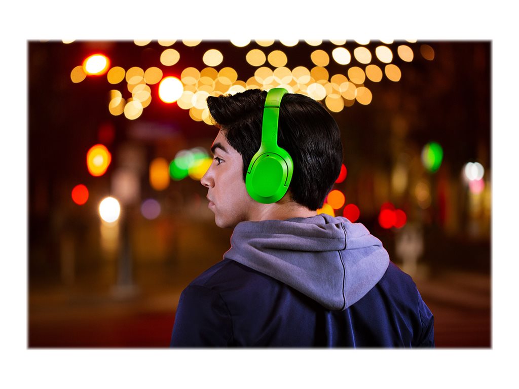 Razer Opus X - Headphones with mic - full size - Bluetooth - wireless - active noise canceling - green