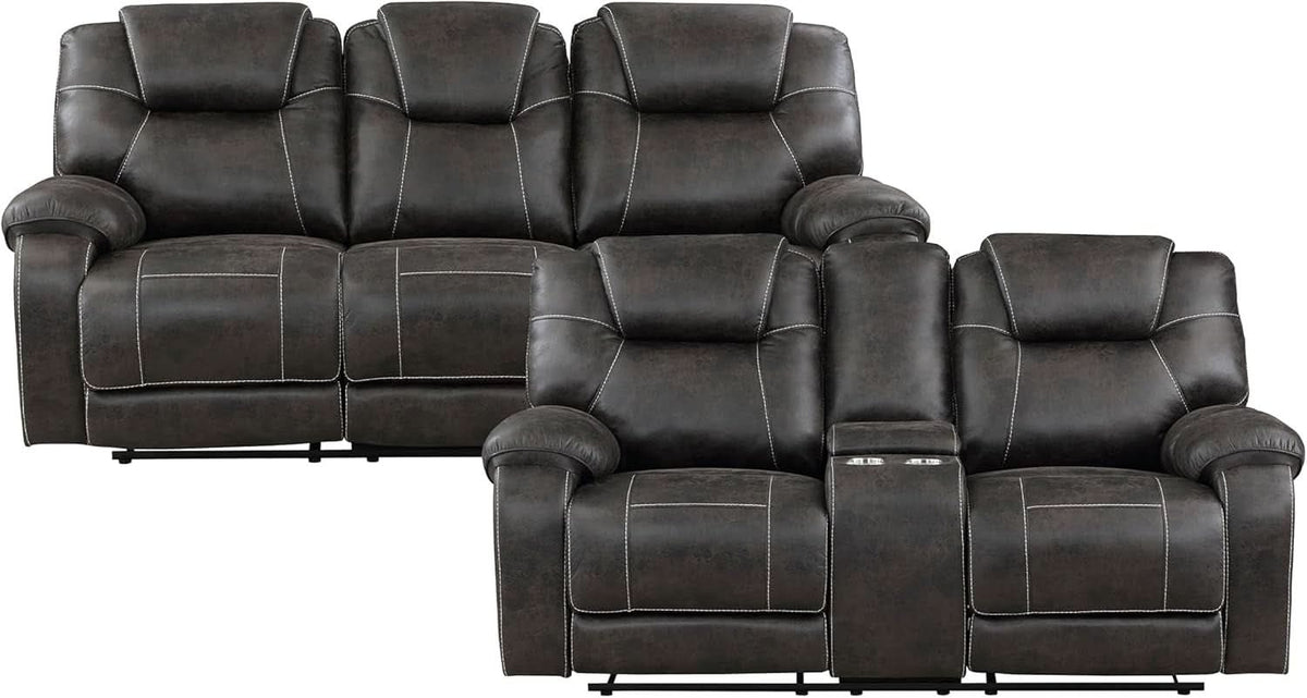 Recife 2-Piece Reclining Living Room Sofa Set Chocolate