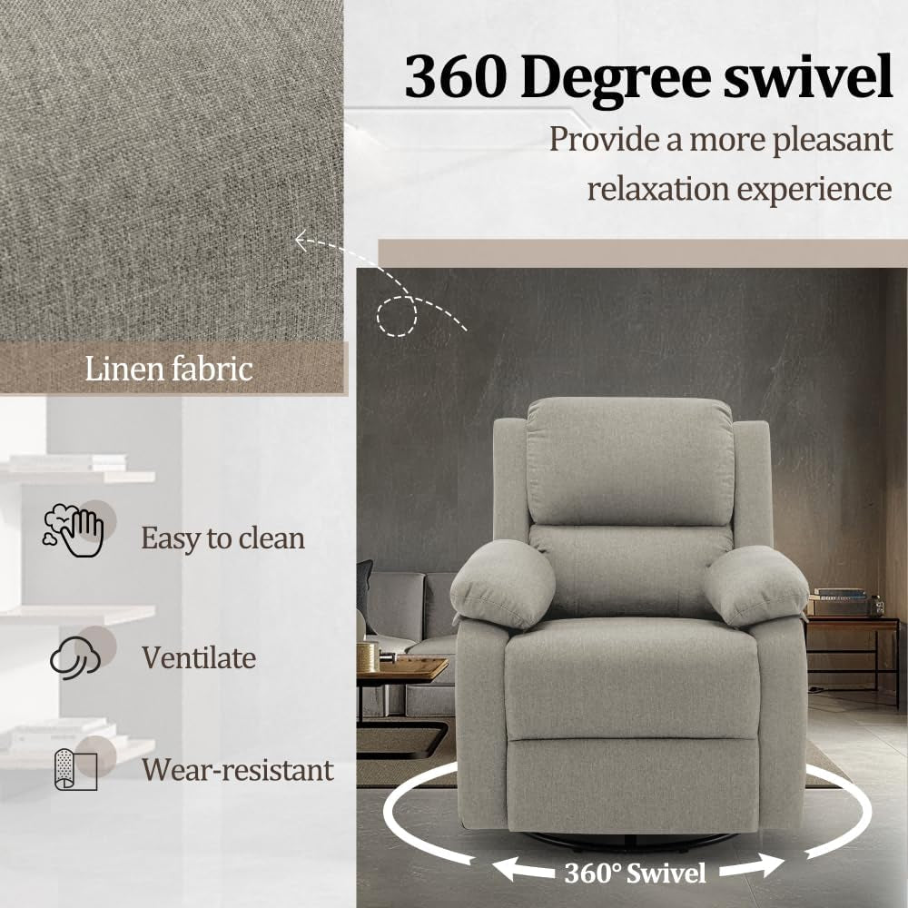 Recliner Chair 360 Degree Swivel Rocker For Small Spaces