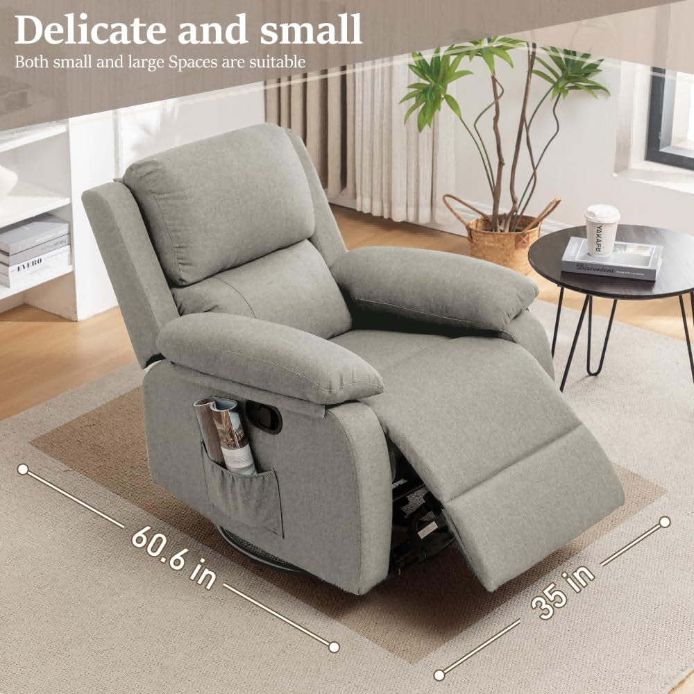 Recliner Chair 360 Degree Swivel Rocker For Small Spaces
