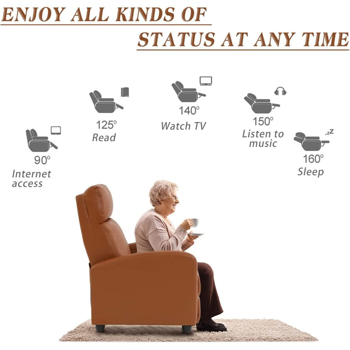 Recliner Chair With Extendable Footrest For Living Room