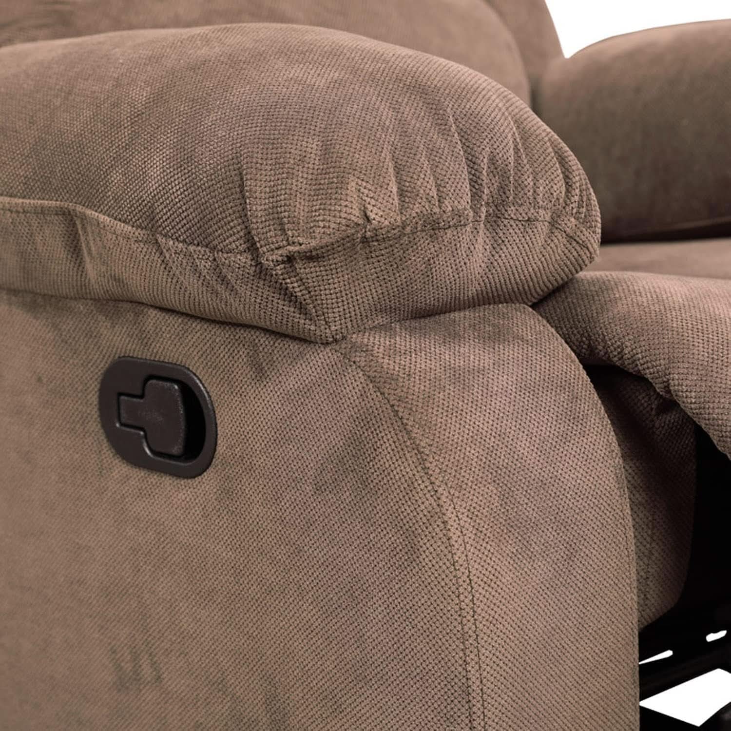 Recliner Sofa Set With Drop Down Table And Storage Console Brown Velvet