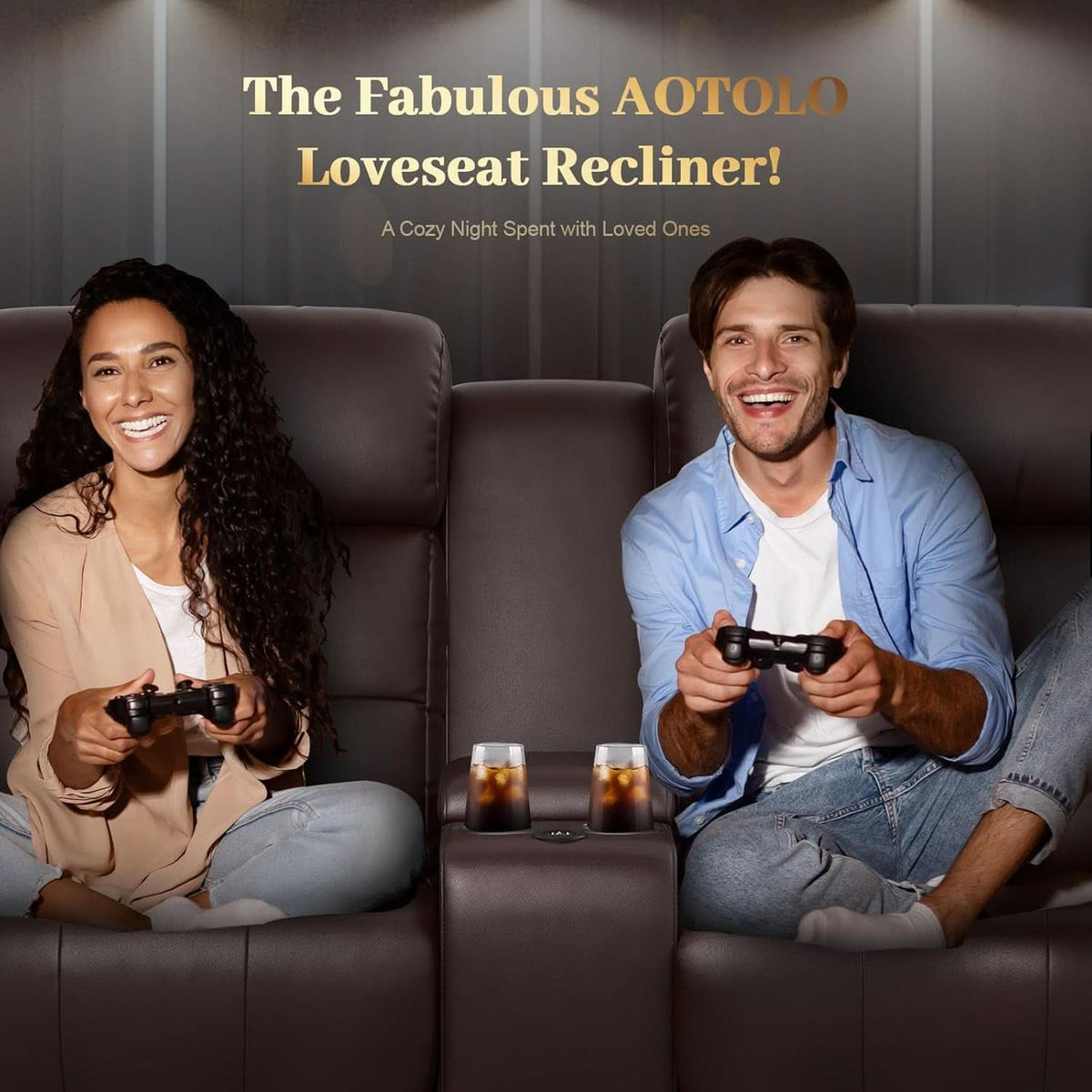 Reclining Massage Loveseat With USB Ports And Wall Hugger
