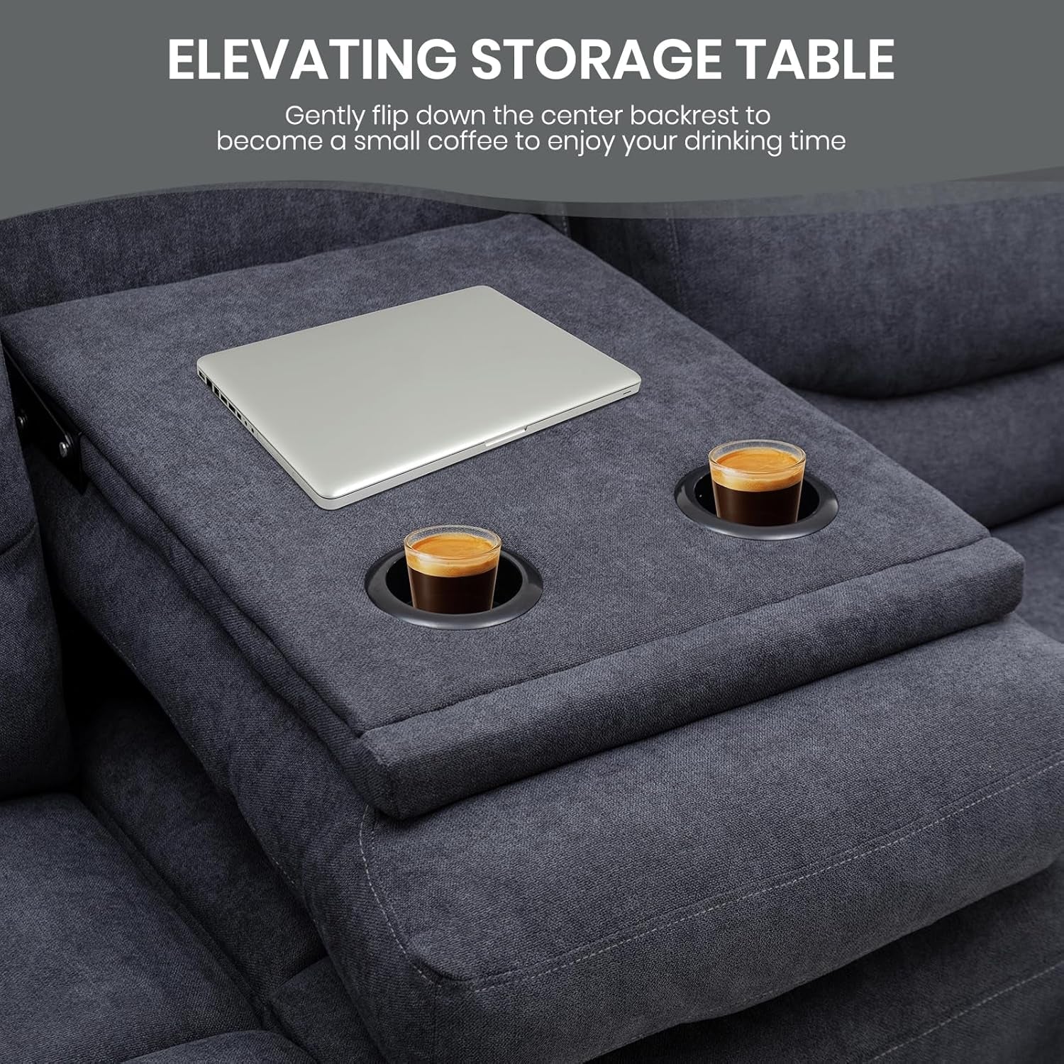 Reclining Sofa With Flip Console Three Seater Cupholders