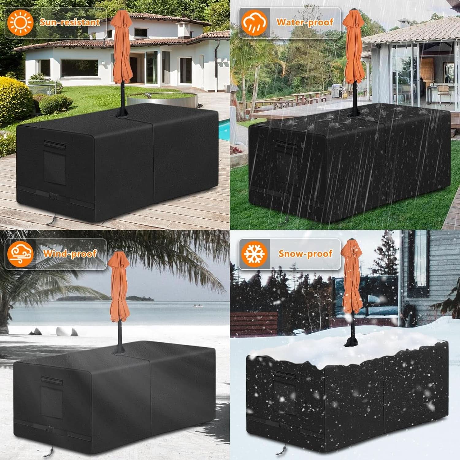Rectangle Patio Table Cover 108 Inch Long Waterproof