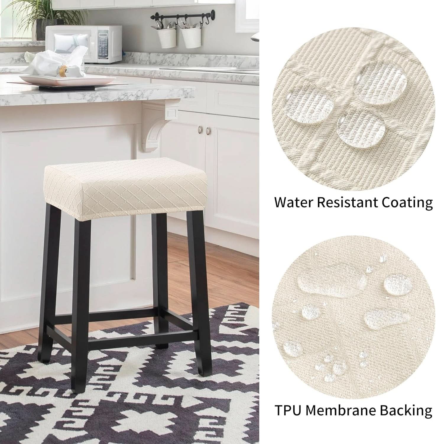 Rectangle Stool Covers 2 Pack Waterproof Stretch Bar Stools