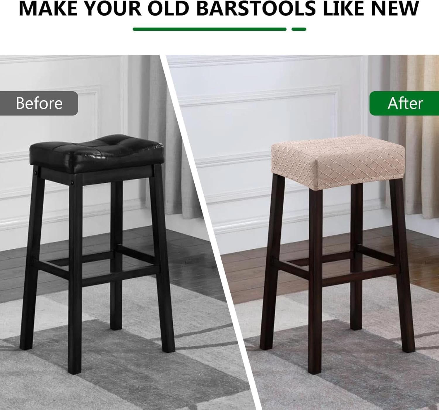 Rectangular Bar Stool Covers 2 Pack Waterproof Stretch