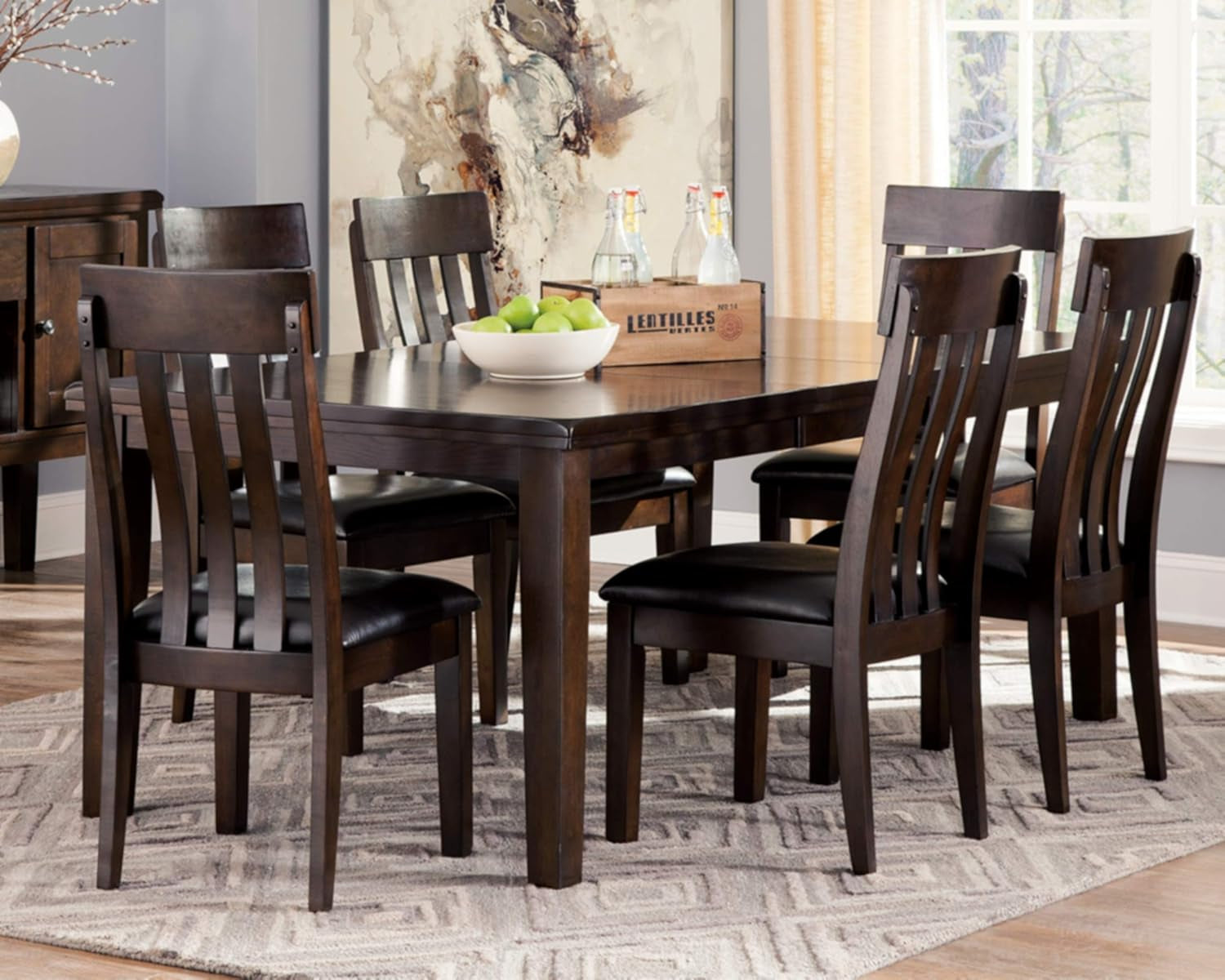 Rectangular Dining Extension Table Seats 8 Dark Brown