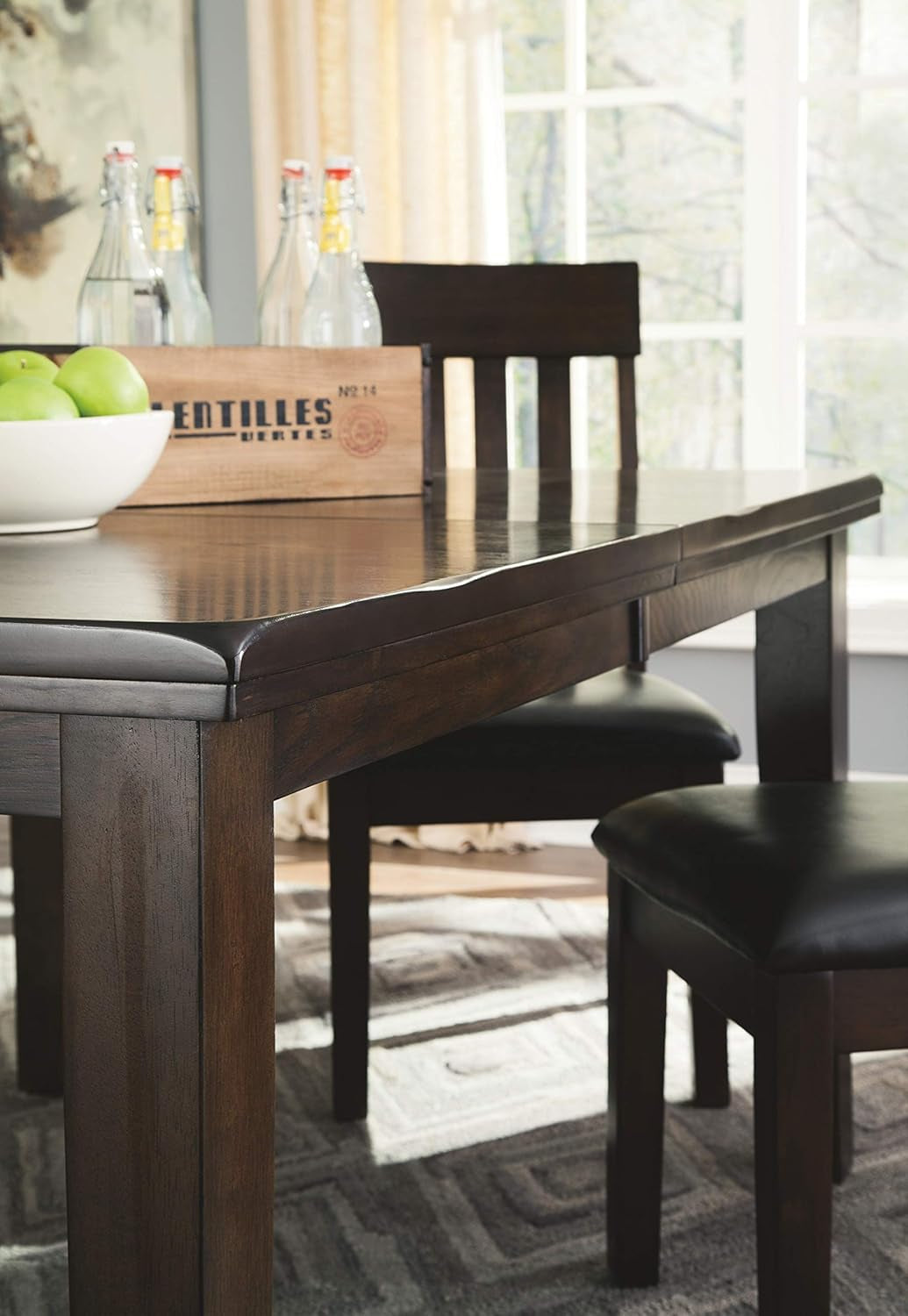 Rectangular Dining Extension Table Seats 8 Dark Brown