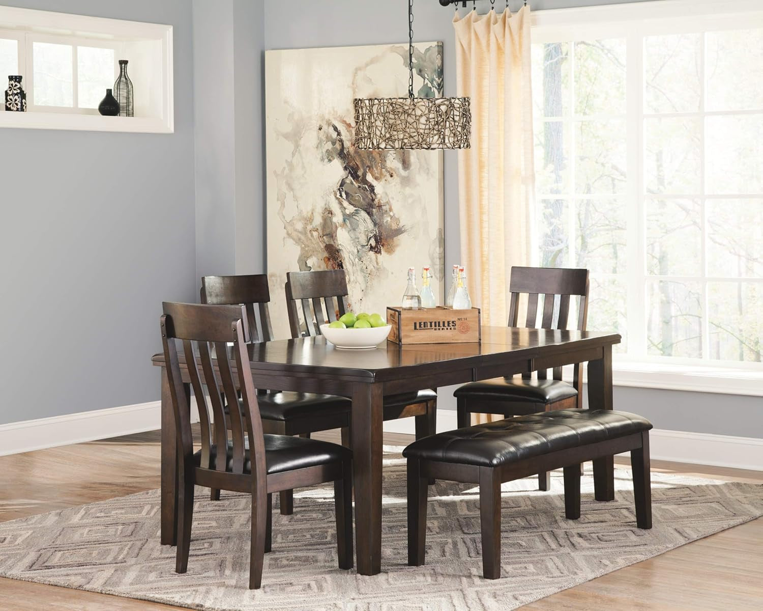 Rectangular Dining Extension Table Seats 8 Dark Brown