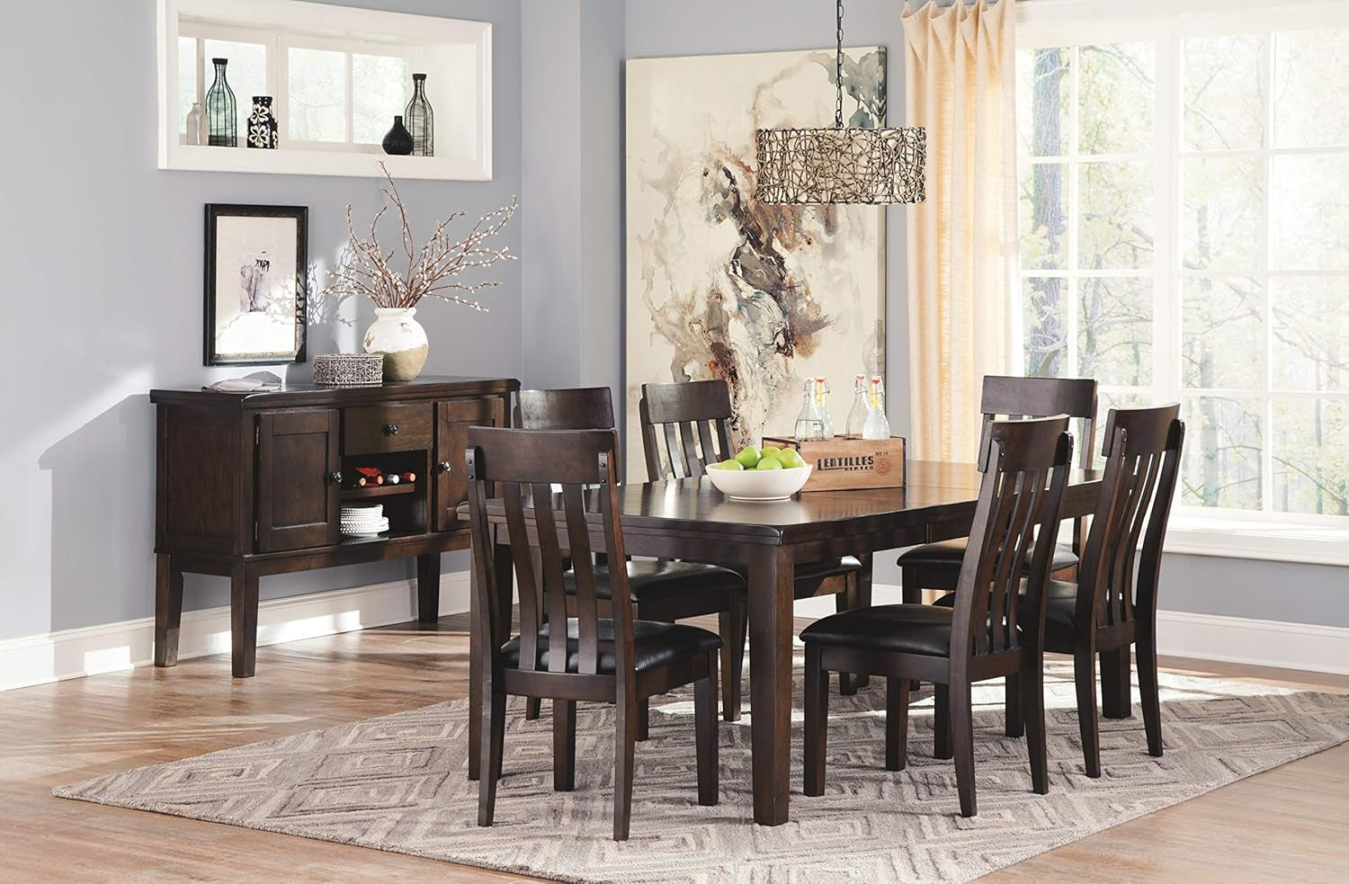 Rectangular Dining Extension Table Seats 8 Dark Brown