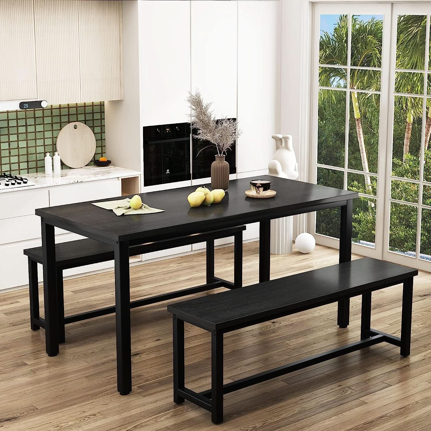 Rectangular Dining Table And Chairs Set Four Modern Wood