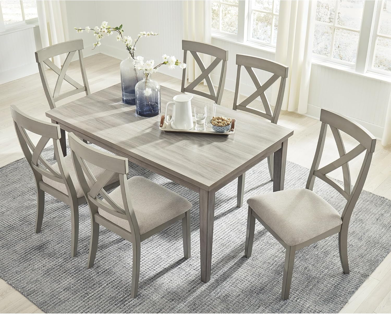 Rectangular Dining Table Gray Modern Farmhouse Style