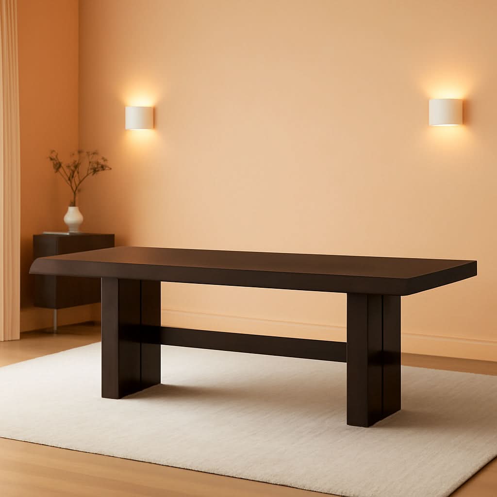 Rectangular Extension Dining Table Dark Brown Oak Finish