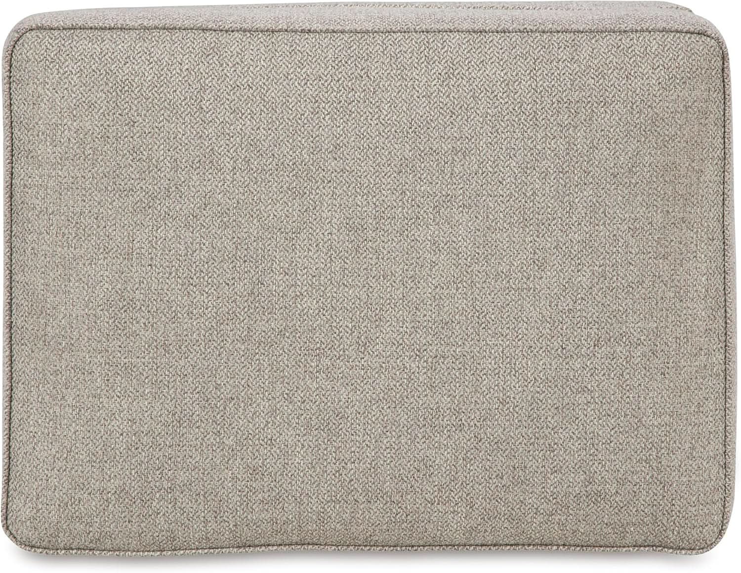 Rectangular Upholstered Ottoman Light Brown Bun Legs