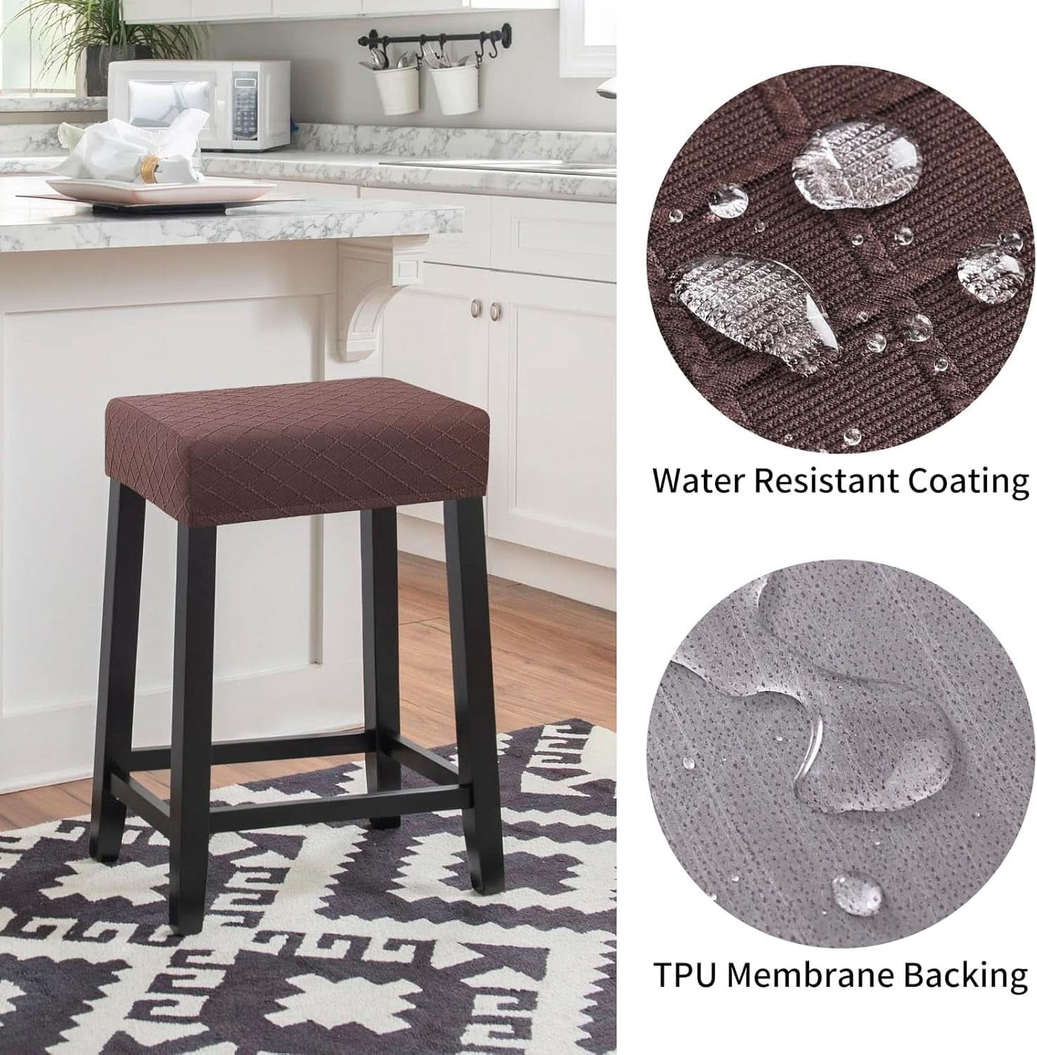 Rectangular Waterproof Stretch Bar Stool Covers 2 Pack