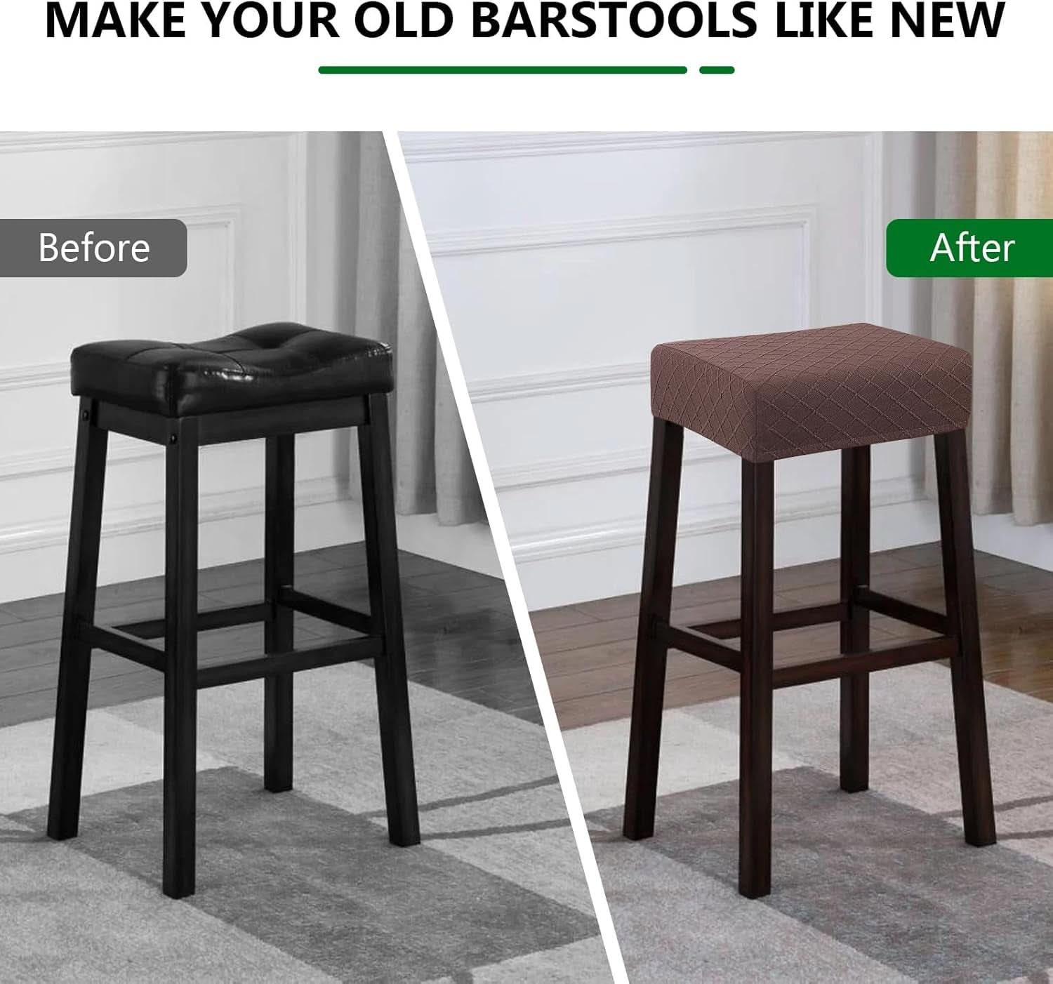 Rectangular Waterproof Stretch Bar Stool Covers 2 Pack