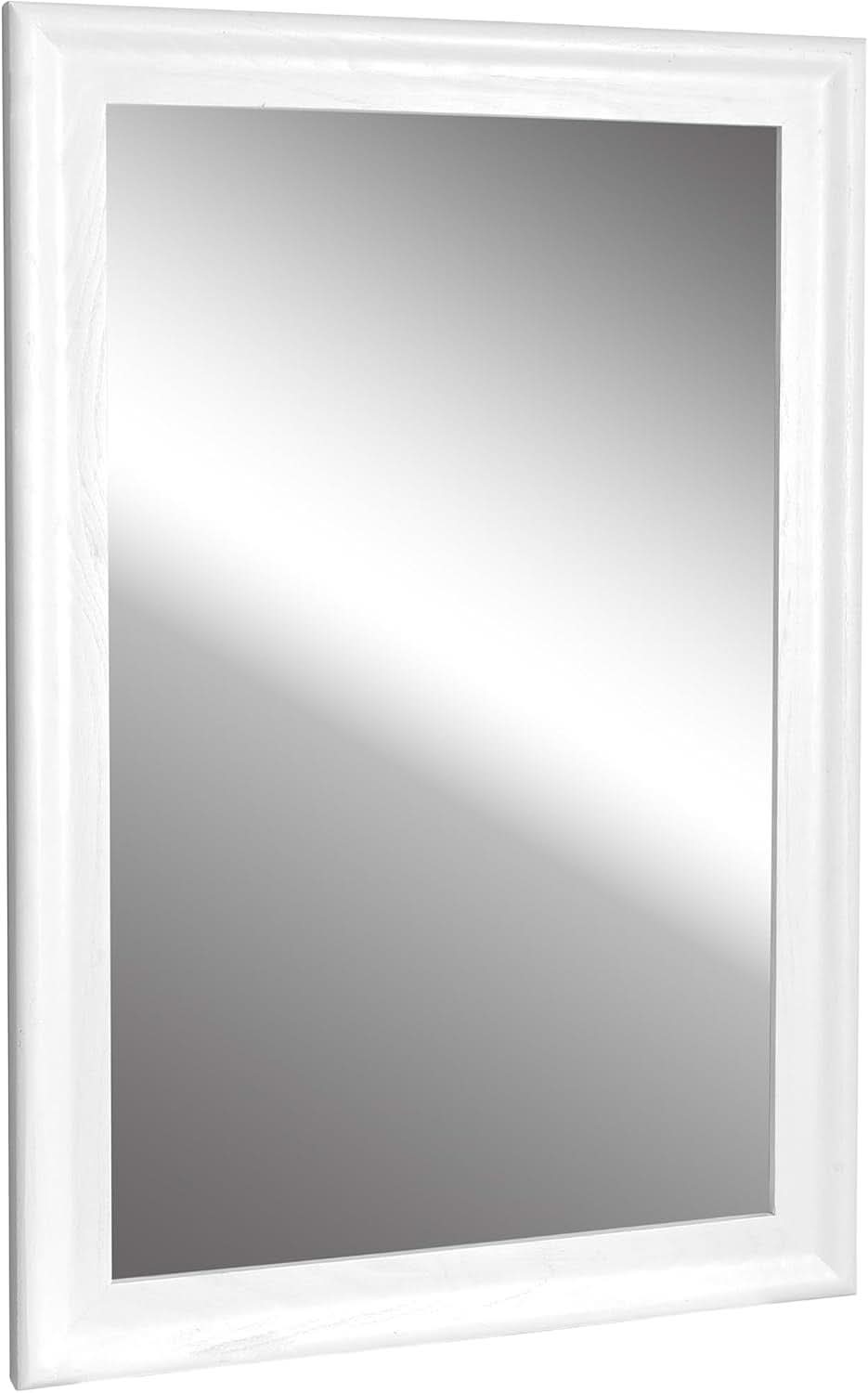 Rectangular White Wood Wall Mirror 24x36 Inches Bathroom