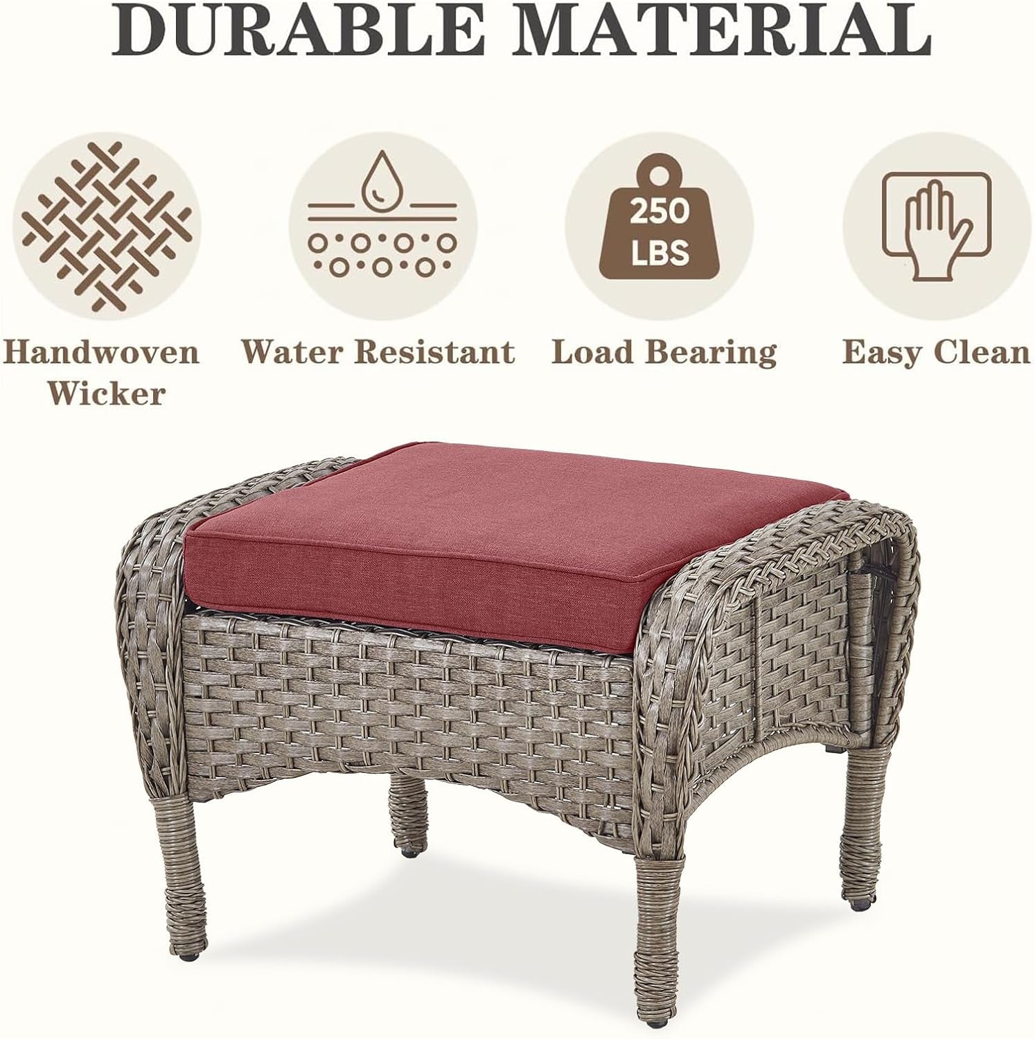 Red 5 Piece Wicker Patio Furniture Set With Swivel Rockers
