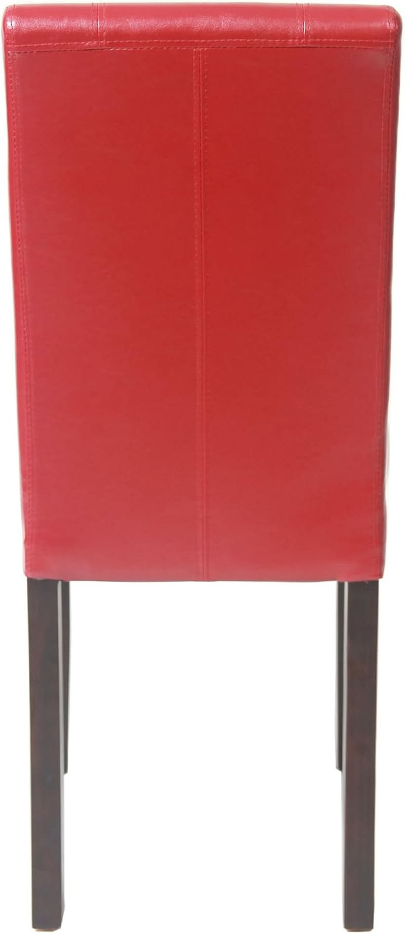 Red Leatherette Padded Parson Chair Set of 2 Solid Wood Dining