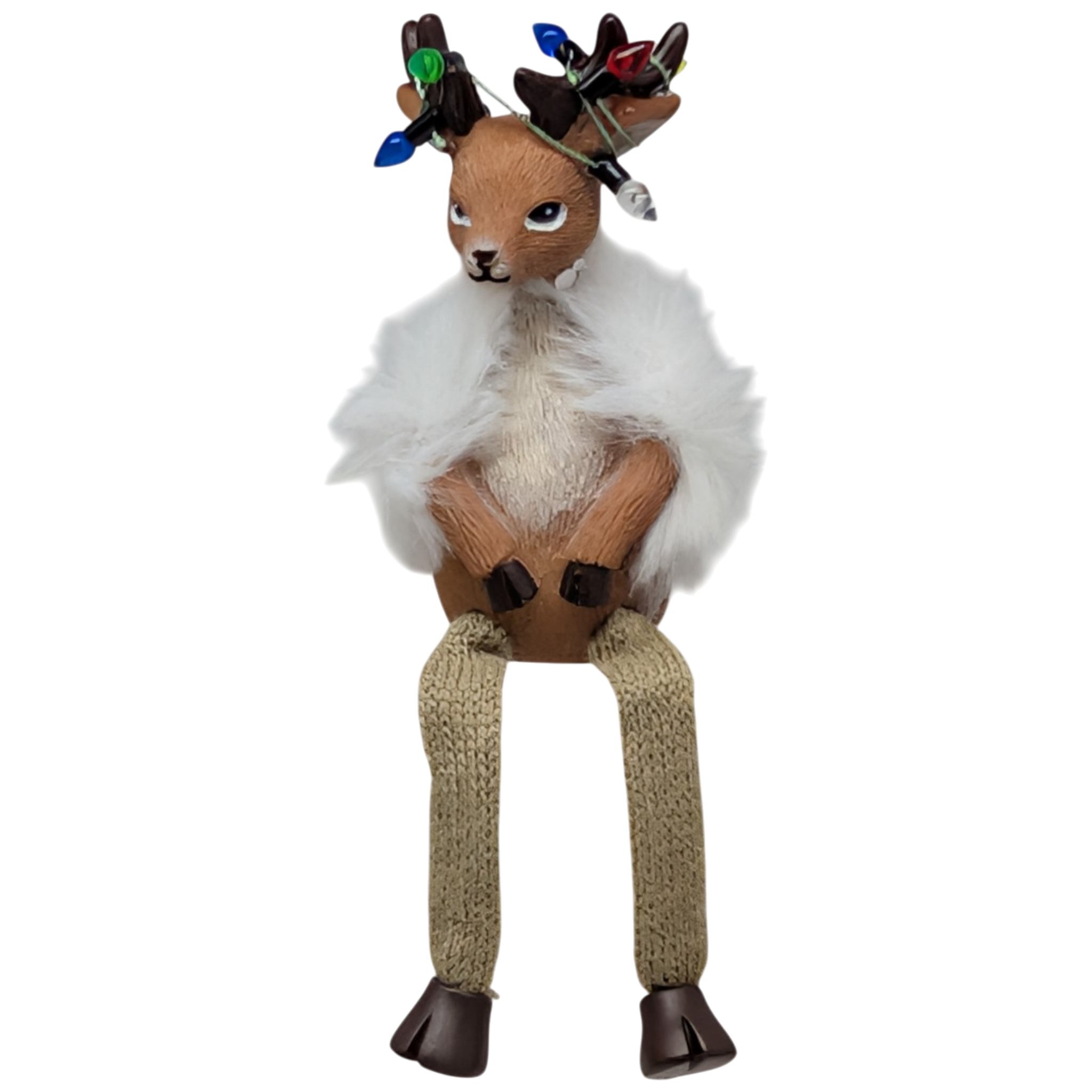 Reindeer Shelfsitter Wearing a Furry Shawl
