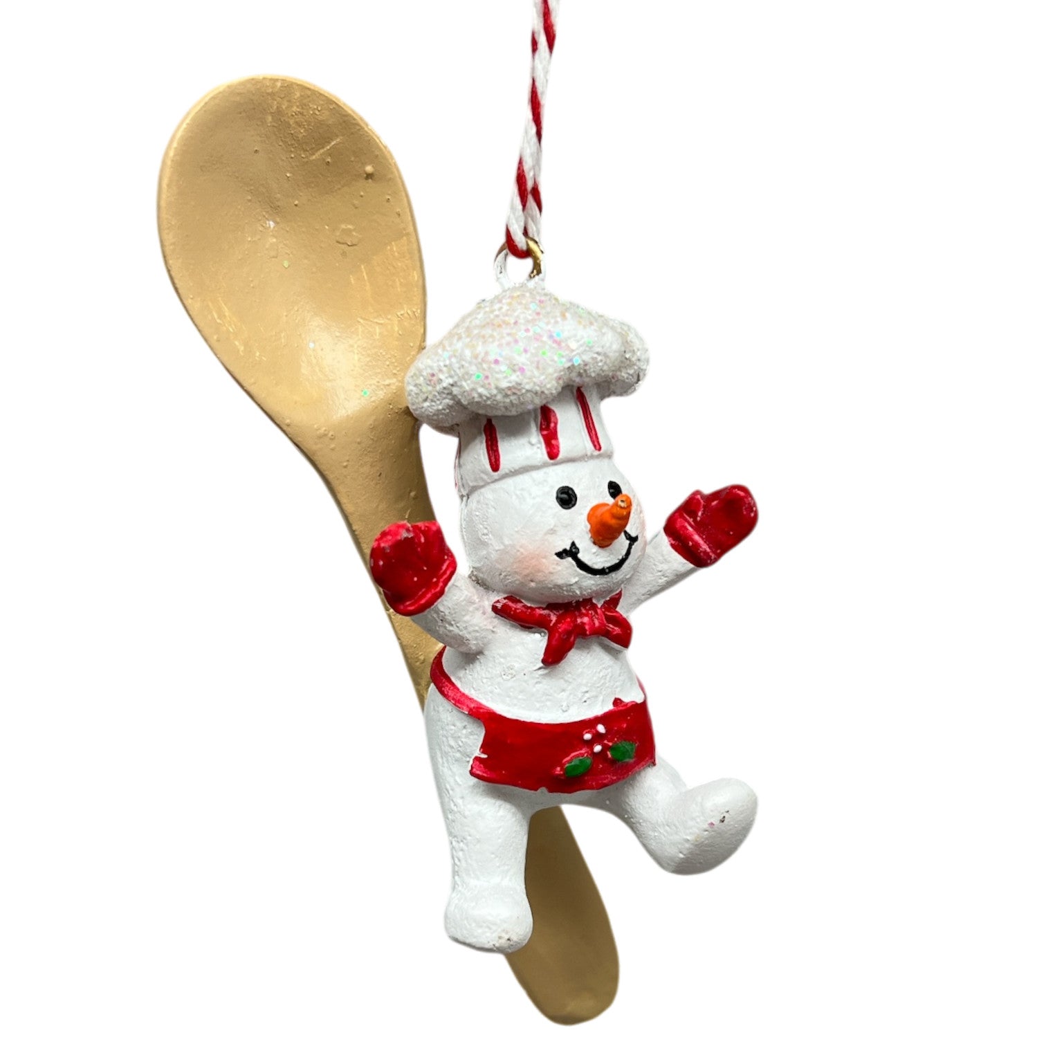 Resin Holiday Snowman Chef with Spoon Ornament