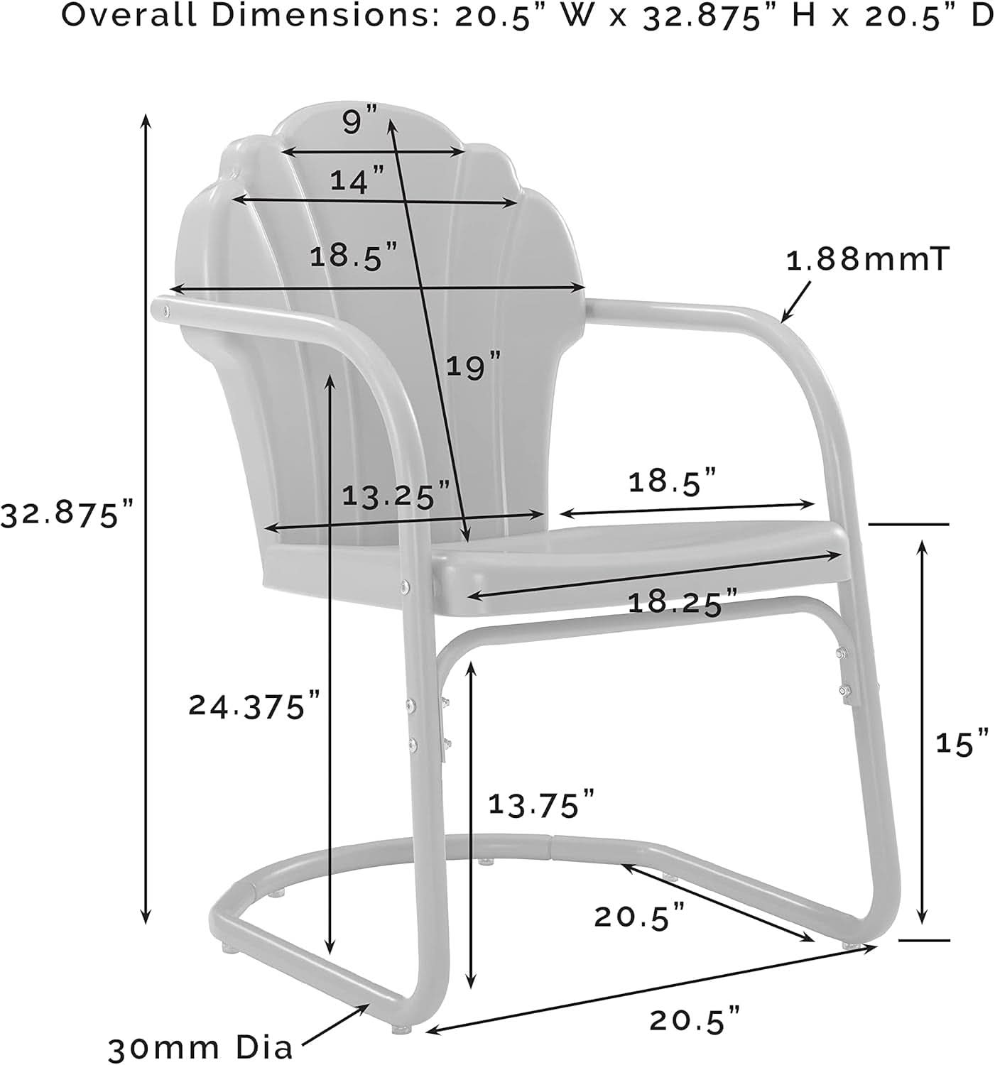Retro Metal Outdoor Chair and Side Table Set